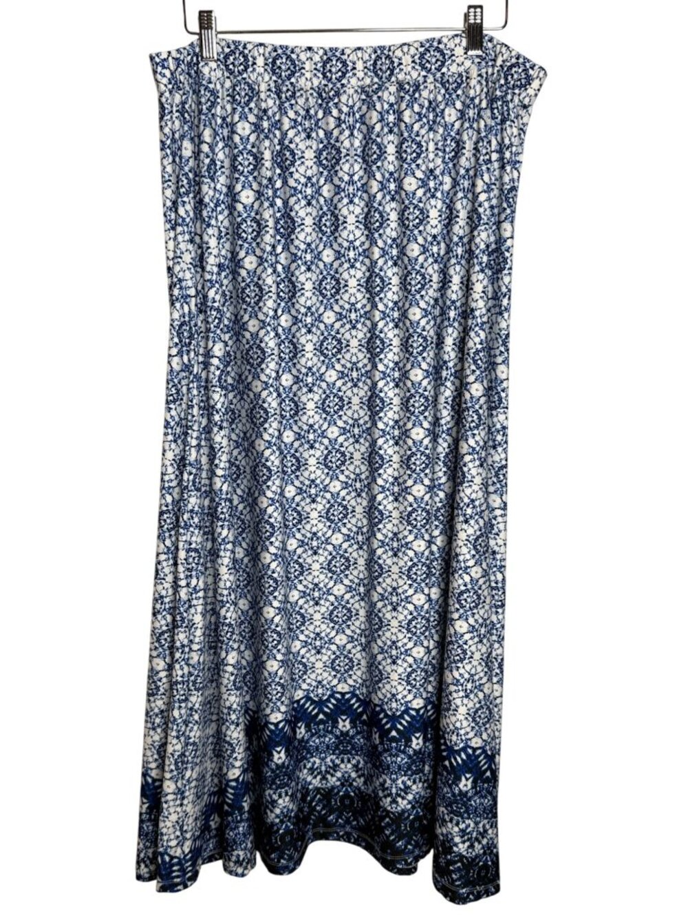 Roaman’s 22/24 1X Blue White Printed Maxi Skirt Boho Coastal Resort